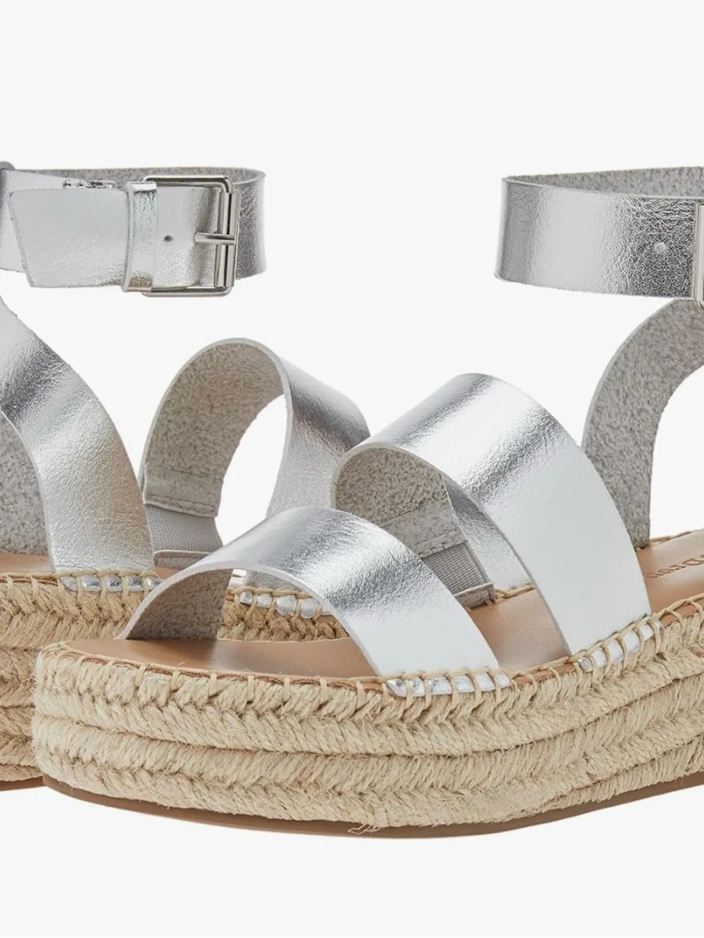 The Drop Metallic Silver Espadrille Platform Sandals for Women